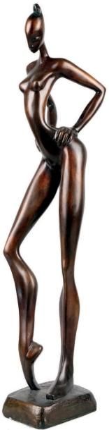 Vea XIRADAKIS - née en 1946 LA DANSEUSE Épreuve en bronze à patine brune, signée...
