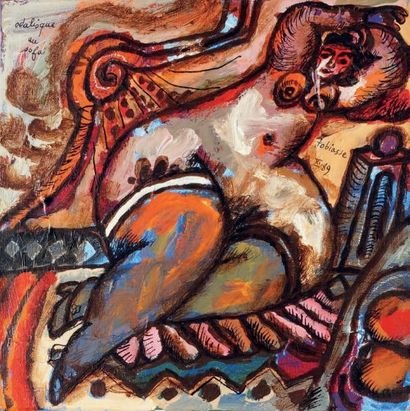 Théo TOBIASSE - 1927-2012 ODALISQUE AU SOFA, 1989 Huile sur toile, signée et datée...