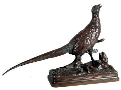 Alfred DUBUCAND - 1828-1894 LE FAISAN Ancienne épreuve d'édition en bronze à patine...