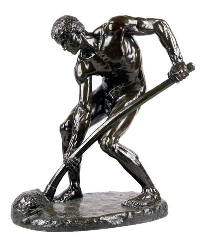Alfred BOUCHER - 1850-1934 LE TERRASSIER Ancienne épreuve en bronze à patine brune,...