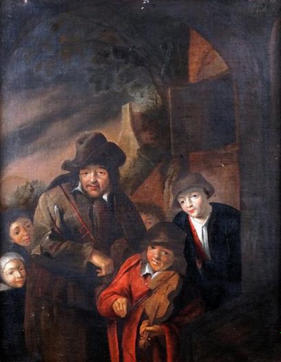 ÉCOLE HOLLANDAISE, d'après Cornelis DUSART LES MUSICIENS Huile sur toile. 78 x 6...