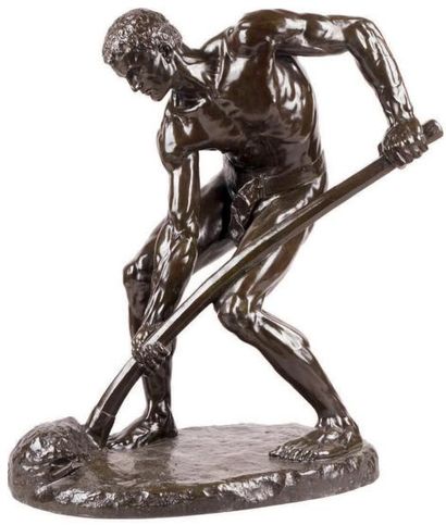 Alfred BOUCHER - 1850-1934 LE TERRASSIER Ancienne épreuve en bronze à patine brune...