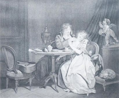 Louis PETIT (1760 - vers 1812) d'après Léopold BOILLY TU SAURAIS MA PENSÉE Burin...