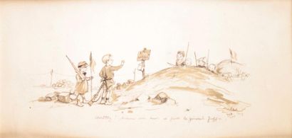 Francisque POULBOT - 1879-1946 Suite de cinq lithographies humoristiques sur la Grande...