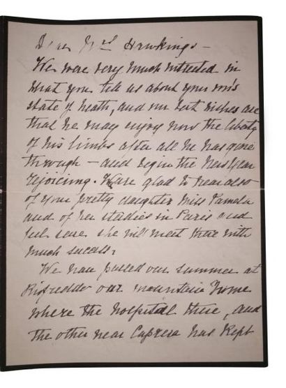 null Lettre autographe de voeux de Constance Garibaldi, veuve de l'homme politique,...