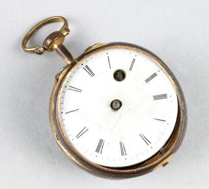 null MONTRE DE GOUSSET à verge en laiton d'époque Louis XVI, mouvement au coq. (Accident...