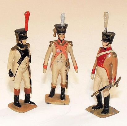 null Trois Officiers d'Infanterie en shako dont 14ème régiment et Bataillon du Maréchal...