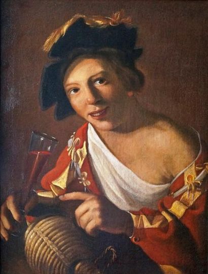 ÉCOLE FLAMANDE du XVIIe siècle, suiveur de Théodore ROMBOUTS Le jeune buveur Toile....