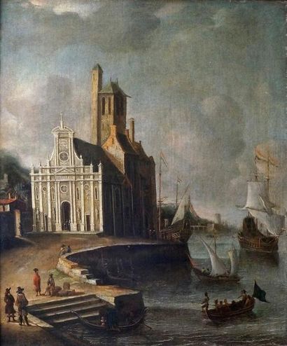 Jan Abrahamsz BEERSTRATEN (Amsterdam, 1622-1666) Navires dans un port Toile signée...