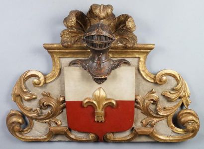 null ÉLÉMENT D'APPLIQUE en bois sculpté, laqué et doré d'époque XVIIe siècle à décor...