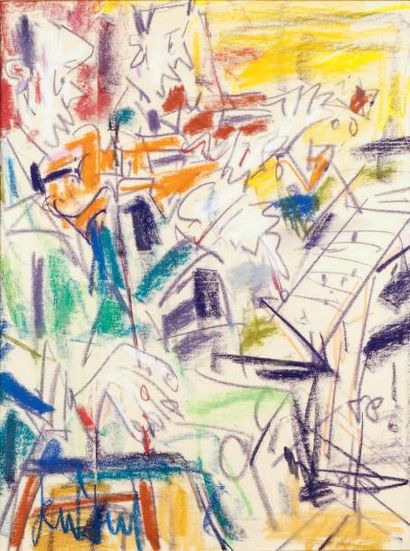GEN-PAUL - 1895-1975 LES MUSICIENS Crayon de couleurs signé en bas à gauche. 40 x...