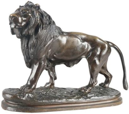 Prosper LECOURTIER - 1951-1924 LION, 1907 Épreuve en bronze à patine brun richement...