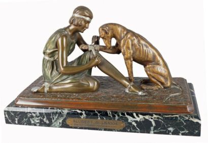Demeter Henri CHIPARUS - 1886-1947 ACCIDENT DE CHASSE Groupe en bronze à plusieurs...