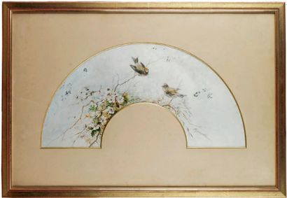 Hector GIACOMELLI - 1822-1904 PROJET D'ÉVENTAIL Aquarelle signée en bas à droite....