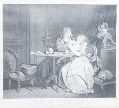 Louis PETIT (1760-vers 1812) d'après Léopold BOILLY «TU SAURAIS MA PENSÉE» Burin...