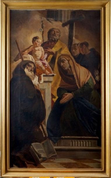D'après Giovanni Battista Tiepolo LA VIERGE, ST JOSEPH et L'ENFANT ENTOURÉS DE ST...