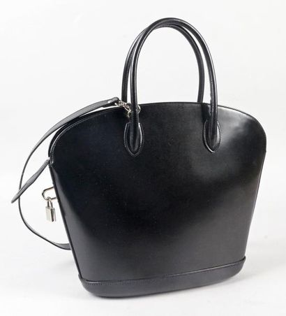 Walter STEIGER PETIT SAC À MAIN CABAS à deux anses et bandoulière en box noir, fermeture...