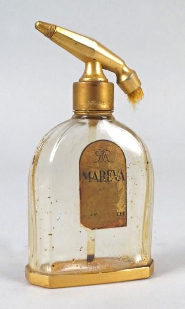 DOEUILLET-DOUCET VAPORISATEUR en verre doré et laiton pour le parfum «Maréva» (1929)....