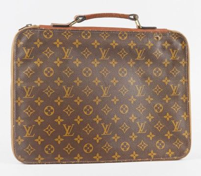 LOUIS VUITTON PORTE-DOCUMENTS en toile Monogram et cuir marron