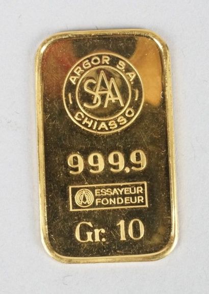 null LINGOTIN de 10 g d'or. Fondeur ARGOR à Chiasso