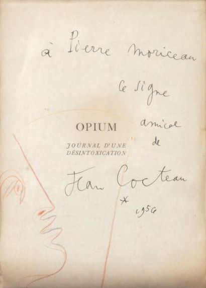 Jean COCTEAU (1889-1963) DÉDICACE de l'auteur de 1956 accompagnée d'un portrait au...