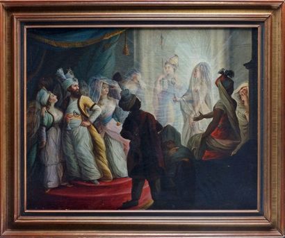Sauveur LEGROS (1754-1834) SULTAN AU HAREM Huile sur toile signée en bas au centre....