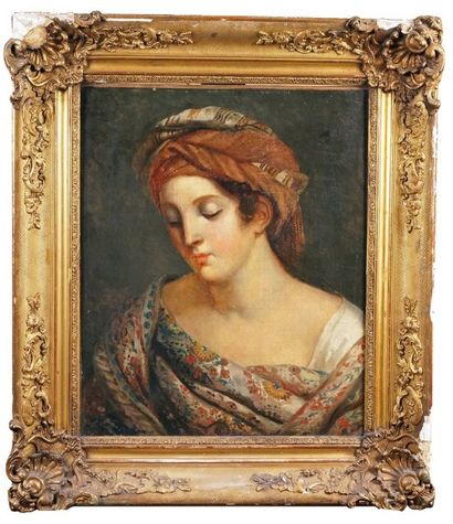 Suiveur de Anne Louis GIRODET, vers 1820 PORTRAIT DE FEMME DÉGUISÉE EN ORIENTALE...