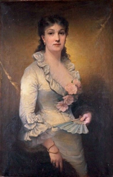 Pauline LAURENS - née à Paris au XIXe siècle PORTRAIT DE FEMME, 1881 Huile sur toile...