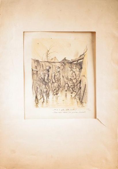 Francisque POULBOT (1879-1946) Suite de cinq lithographies humoristiques sur la Grande...