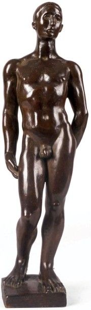 Aristide MAILLOL (1861-1944) JEUNE GREC, 1908-1930 Épreuve en bronze à patine brune...