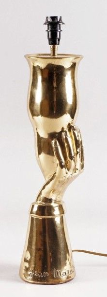Jean MARAIS (1913-1998) LAMPE MAIN en bronze. Signée. H.: 45,5 cm