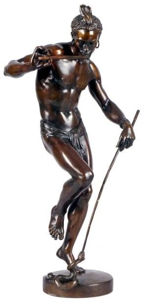 Arthur BOURGEOIS - 1838-1886 LE CHARMEUR DE SERPENT, 1863 Épreuve en bronze à patine...