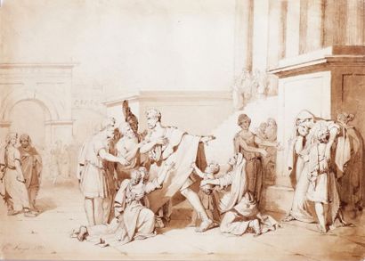 François-Fortuné FEROGIO (1805-1888) REGULUS REPARTANT À CARTHAGE, 1831 Plume et...