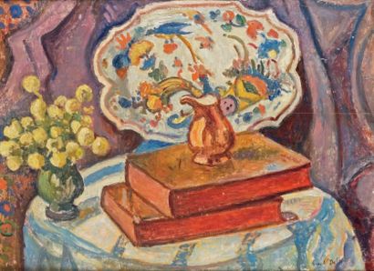 Henri de SAINT-DELIS - 1878-1949 
NATURE MORTE Huile sur panneau signée en bas à...