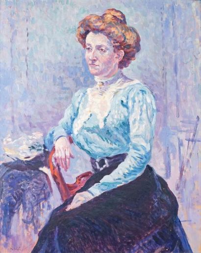 Maximilien LUCE - 1858-1941 
PORTRAIT DE FANNY FÉNÉON, vers 1902
Huile sur panneau...