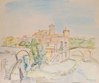 Léopold SURVAGE - 1879-1968 
ROME, 1947
Aquarelle signée, datée et située en bas...