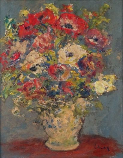 Celso LAGAR - 1891-1966 
VASE DE FLEURS Huile sur panneau signée en bas à droite.
27...