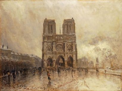 Frank BOGGS - 1855-1926 
PARIS, LE PARVIS DE NOTREDAME, 1907
Huile sur toile signée,...