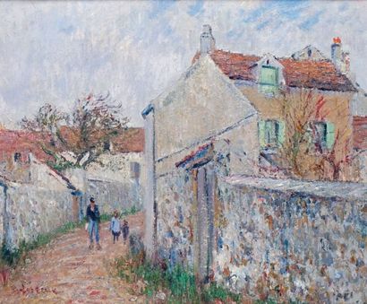 Gustave LOISEAU - 1865-1935 
PETITE RUE À TRIEL-SUR-SEINE, 1915
Huile sur toile signée...