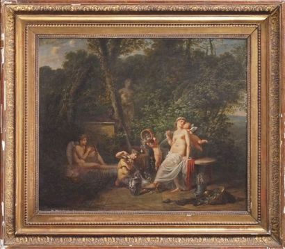 Jacques-Antoine VALLIN (1760-vers 1831) LA TOILETTE DE PSYCHÉ Toile d'origine. 37,5...