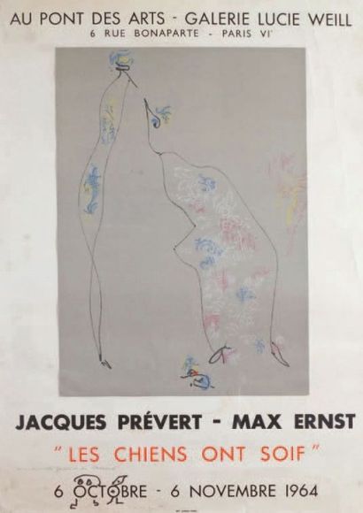 Max ERNST - 1891-1976 Affiche lithographique d'exposition à la galerie Lucie Weill...