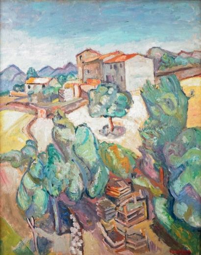 Pinchus KREMEGNE - 1890-1981 PAYSAGE DE PROVENCE Huile sur toile signée en bas à...