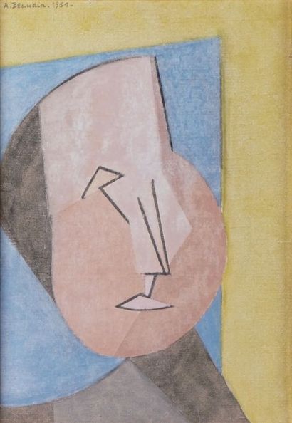 André BEAUDIN - 1895-1979 LA PASSANTE, 1951 Huile sur toile signée et datée en haut...
