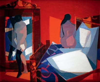 Camille HILAIRE - 1916-2004 LE LEVER, 1961 Huile sur toile signée en bas à gauche,...