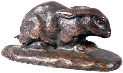 Antoine-Louis BARYE - 1796-1875 LE LAPIN Ancienne épreuve d'édition en bronze à patine...