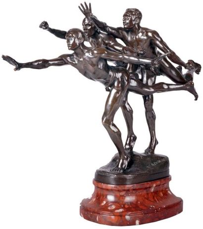 Alfred BOUCHER - 1850-1934 AU BUT ! Ancienne épreuve en bronze à patine brun foncé...