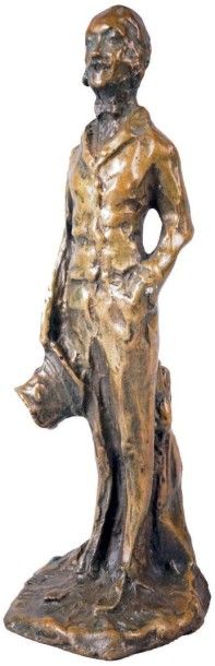 Henri DAUMIER - 1808-1879 LE POÈTE Épreuve en bronze à patine brun noir richement...