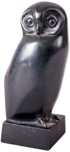 Irénée ROCHARD - 1906-1984 LA CHOUETTE Épreuve en bronze à patine noire signée des...