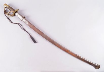 null Sabre de cavalerie légère modèle 1822-82. Poignée en bois recouverte de basane,...
