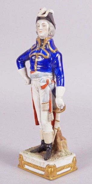 null «Le Général DUMOURIEZ» Figurine en porcelaine polychrome Ht: 24 cm. B.E
